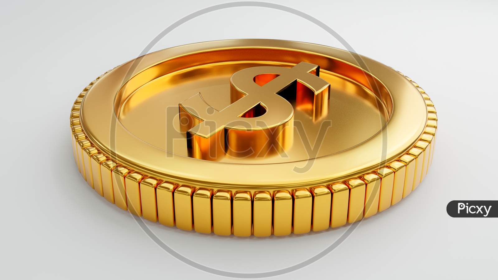 Gold Coin With Us Dollar Sign On Isolated White Background. Money Economic And Business Investment Concept. 3D Illustration Rendering