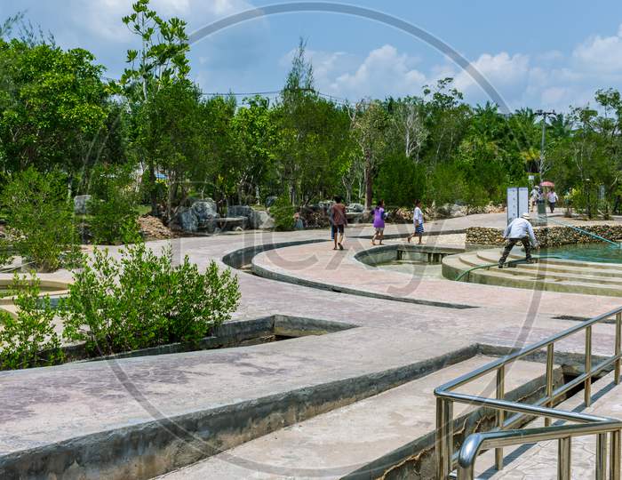 Krabi Town, Thailannd- March 28 2019: Khlong Thom Natural Hot Spring Pool View