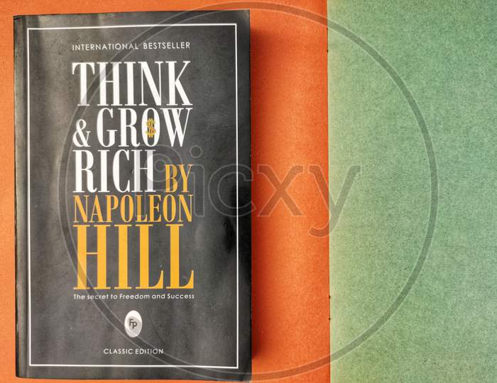 Think and grow rich book isolated with colorful background in ludhiana punjab india on 15 april 2020