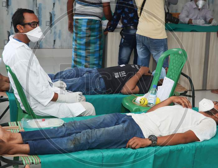 Blood Donation Camp In India Stock Photo