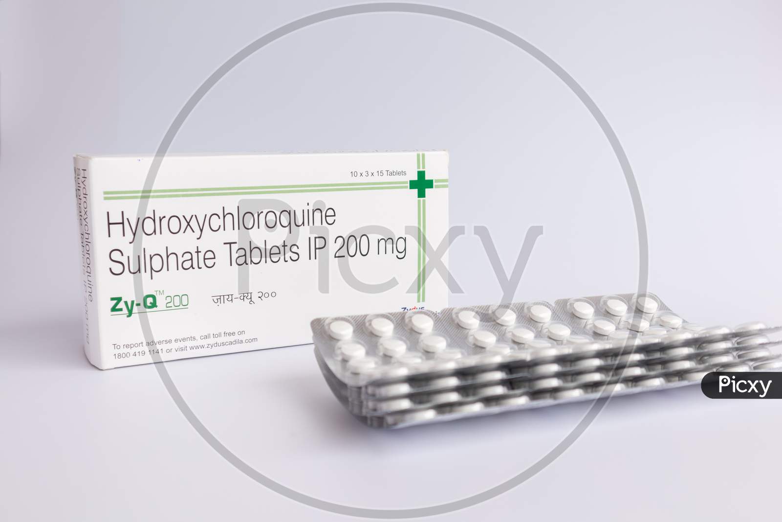 A Box Of Hydroxychloroquine Tablets isolated with white background