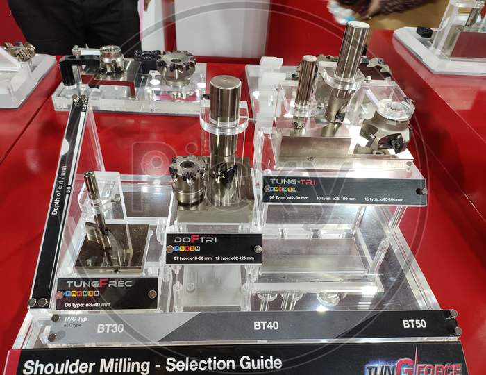 Cnc boring and cutting Machine tools in exhibition in Ludhiana Punjab India on 23-24 February 2020. Exhibition organize by Mach expo