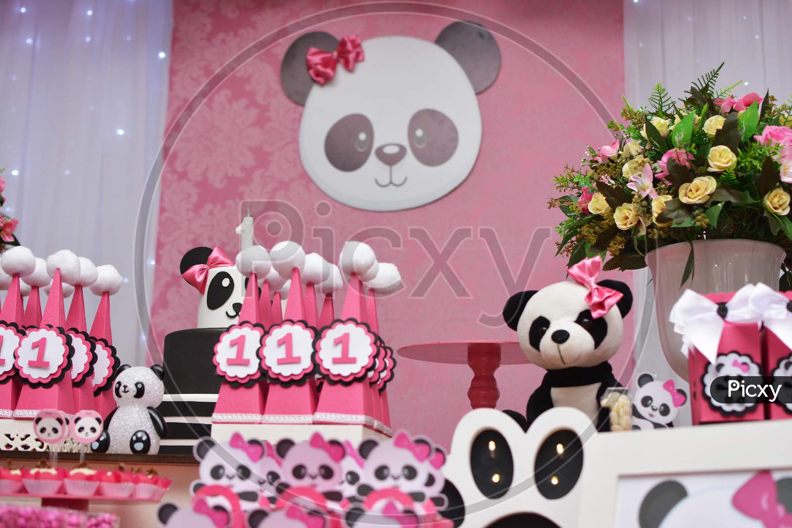 Girl Birthday Party Decoration Detail Panda Theme.