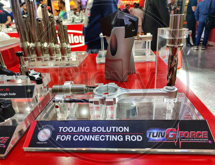 Cnc cutting boring Machine tools in exhibition in Ludhiana Punjab India on 23-24 February 2020. Exhibition organize by Mach expo