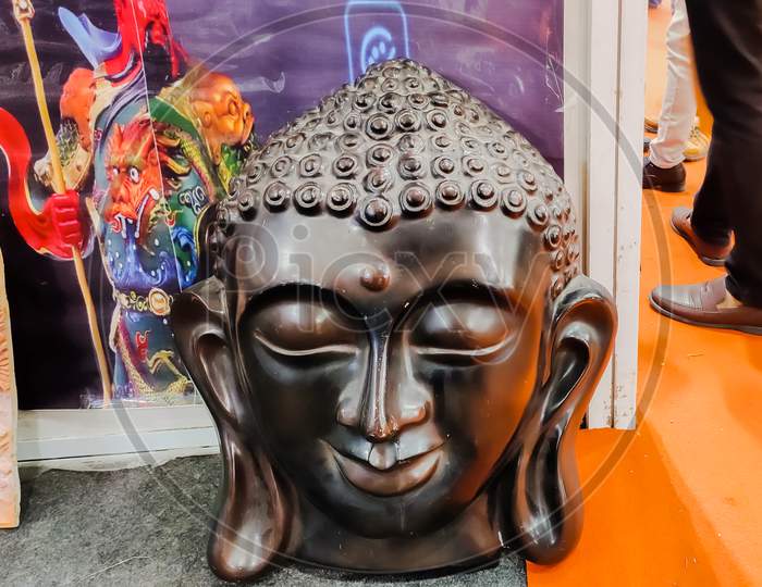 Lord buddha statues made from plastic with 3D printer shown in exhibition in Ludhiana Punjab India on 23-24 February 2020. Exhibition organize by Mach expo
