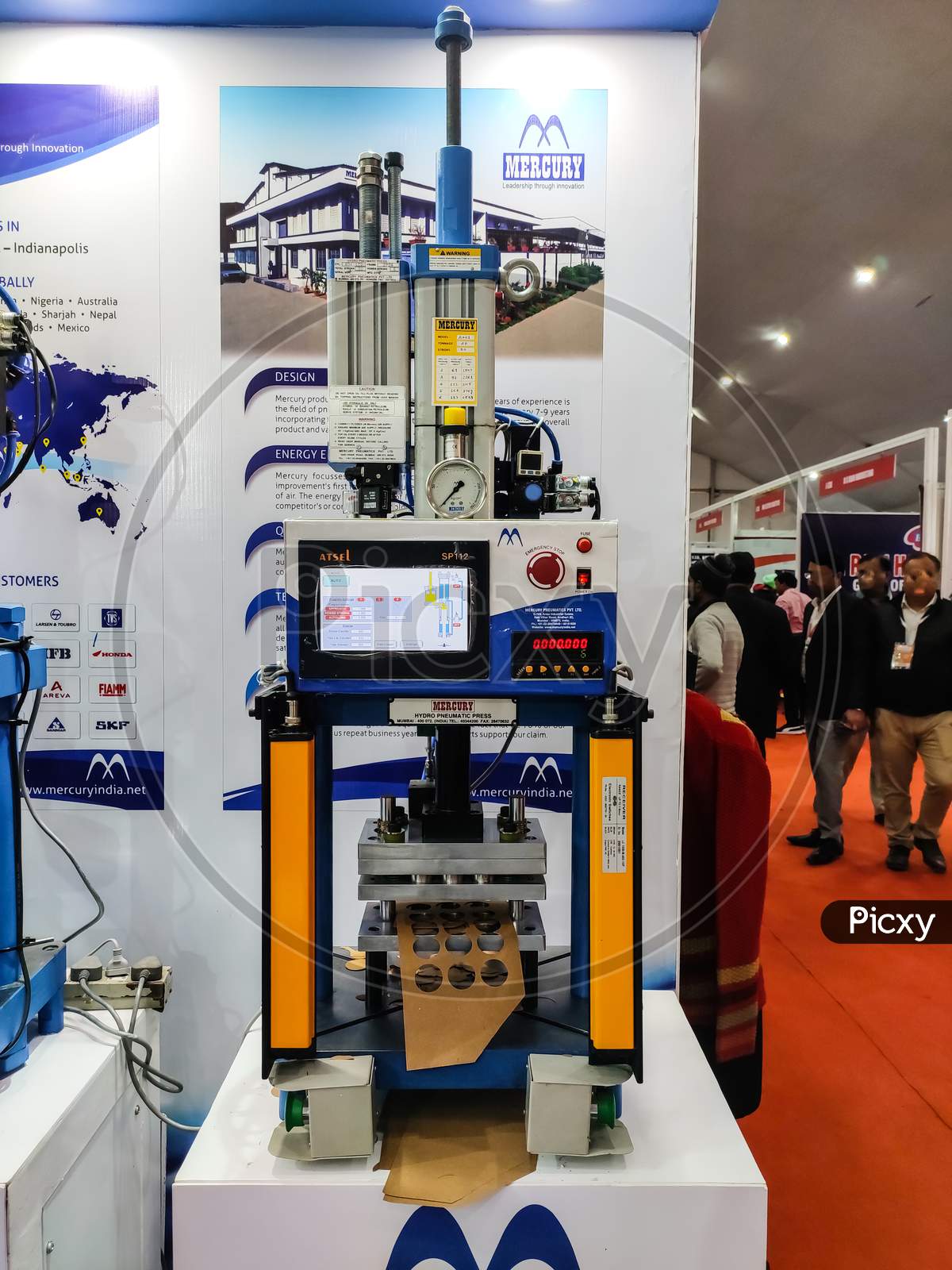 pneumatic power press  Machine in exhibition in Ludhiana Punjab India on 23-24 February 2020. Exhibition organize by Mach expo