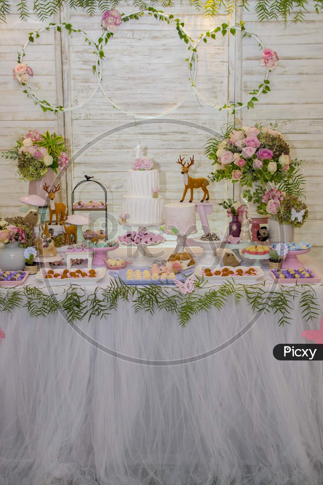 Luxurious Table Of Sweets And Birthday Cake