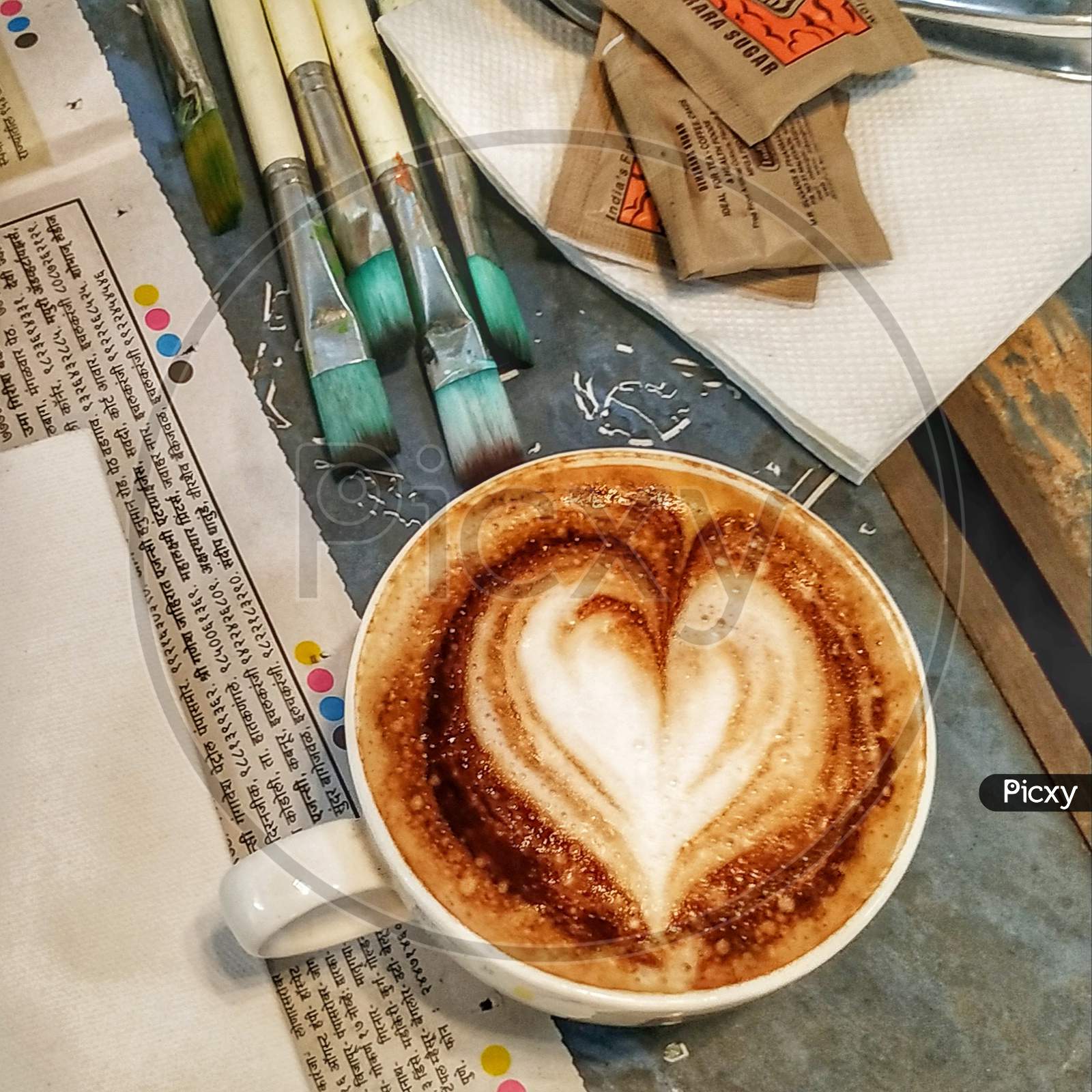 Arts with coffee and heart