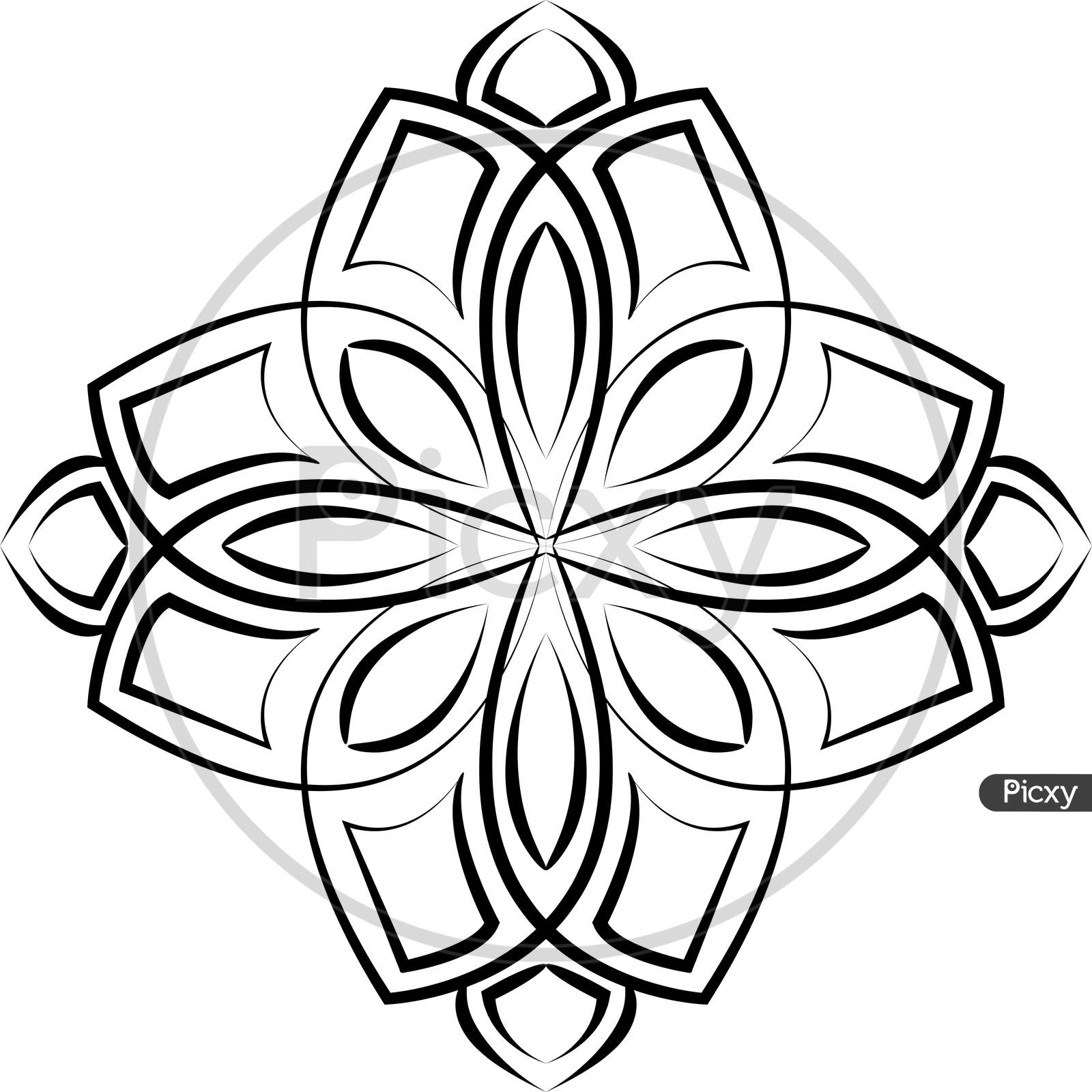 Simple Mandala Shape For Coloring Vector Flower Mandala Book Page