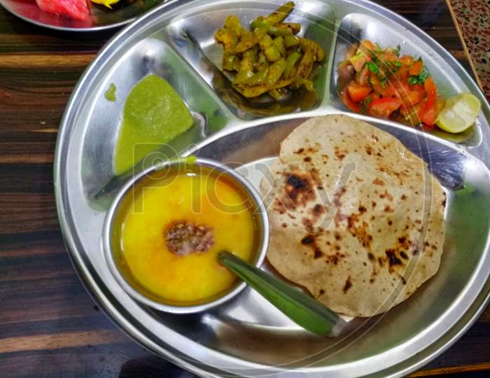 An Indian veg Thalia at home