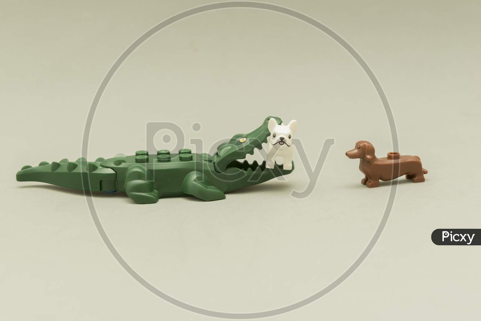 Florianopolis - Brazil, May 5, 2019: Minifigures Lego of two dogs