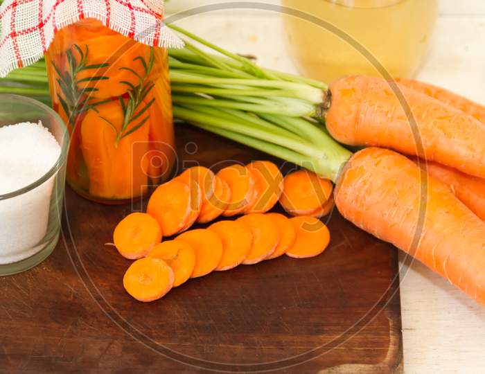 Artisan Preparation Of Pickling Fresh Organic Carrots