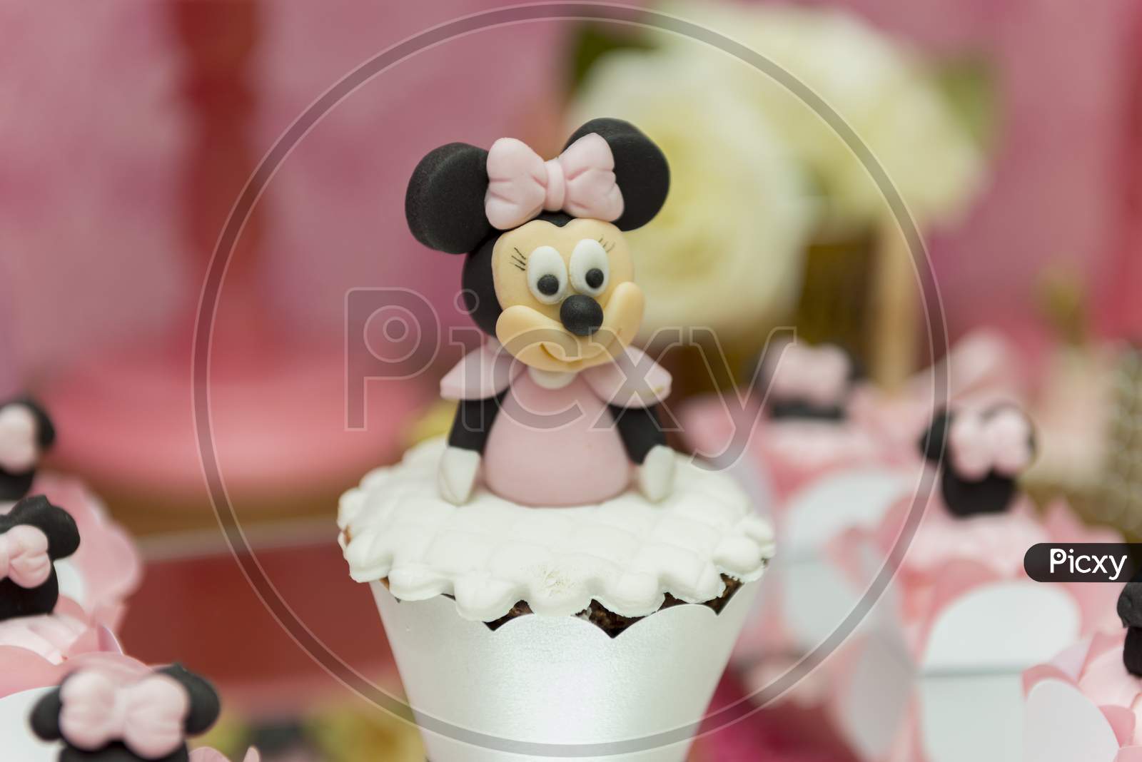 Sweet Table Decoration In Children'S Party With Minnie Mouse Theme.