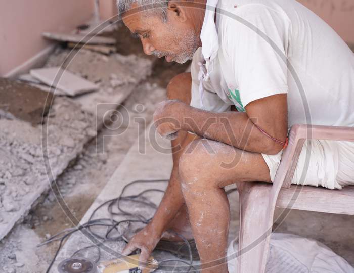 jaipur. Rajasthan. India - may 21, 2020 Asia people work hard about construction in factory.(covid19 )