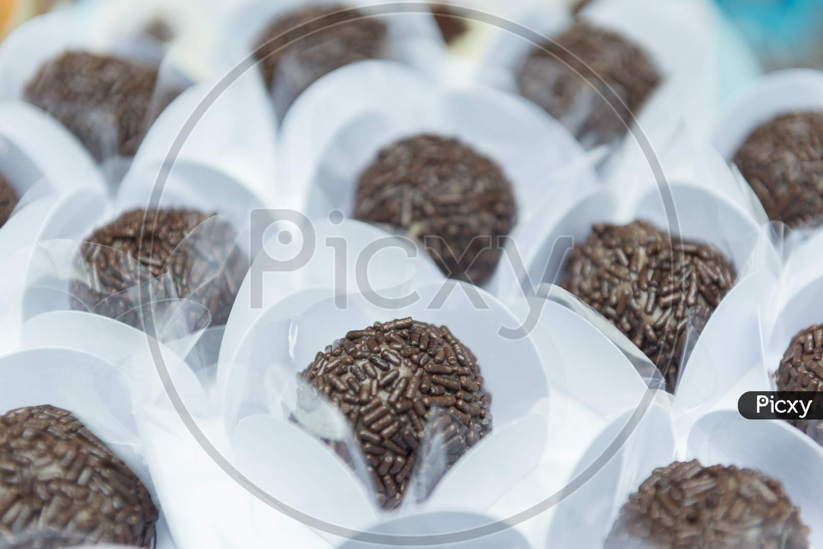 Brazilian Chocolate Sweet, In A White Background With Shallow Depth Of Field.