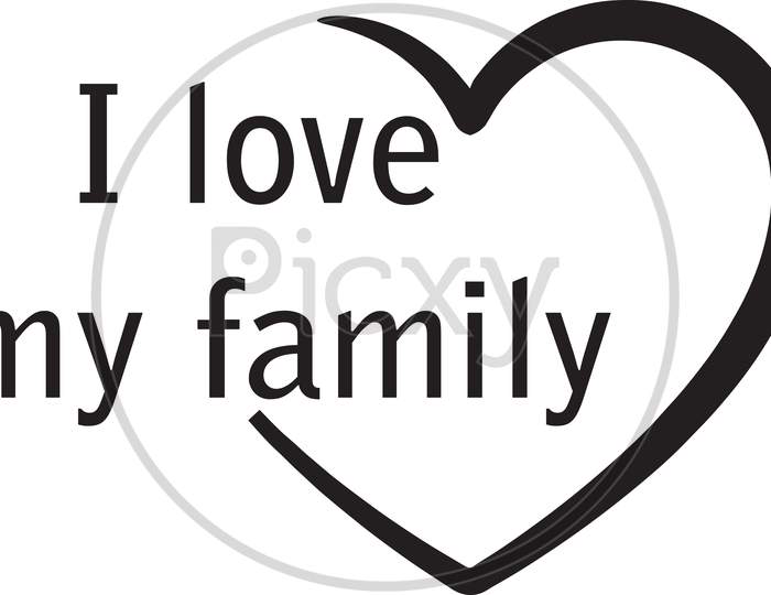 i love my family.clip art.clip art with text and heart