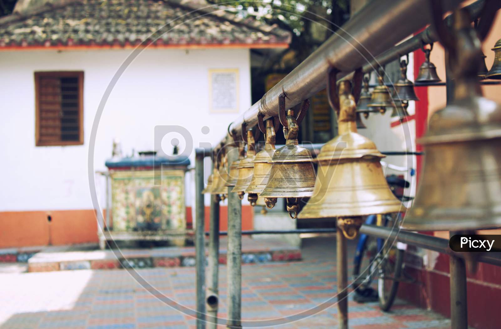 Row of the Shiv temple's bells.