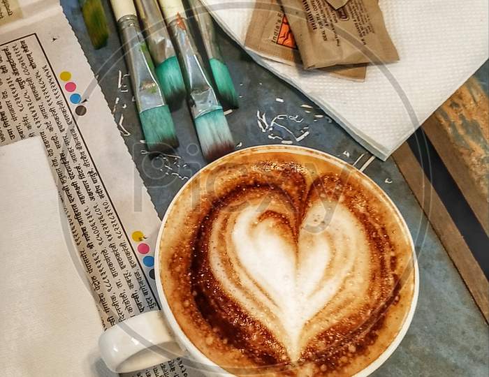 Arts with coffee and heart