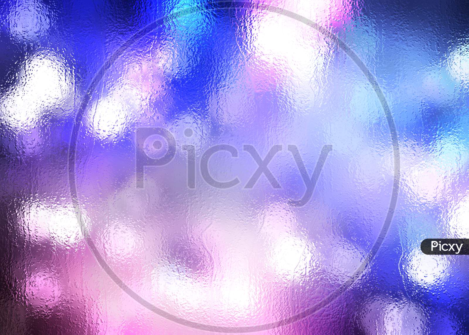 Colorful panoramic background: raindrops on window glasses surface with bokeh.