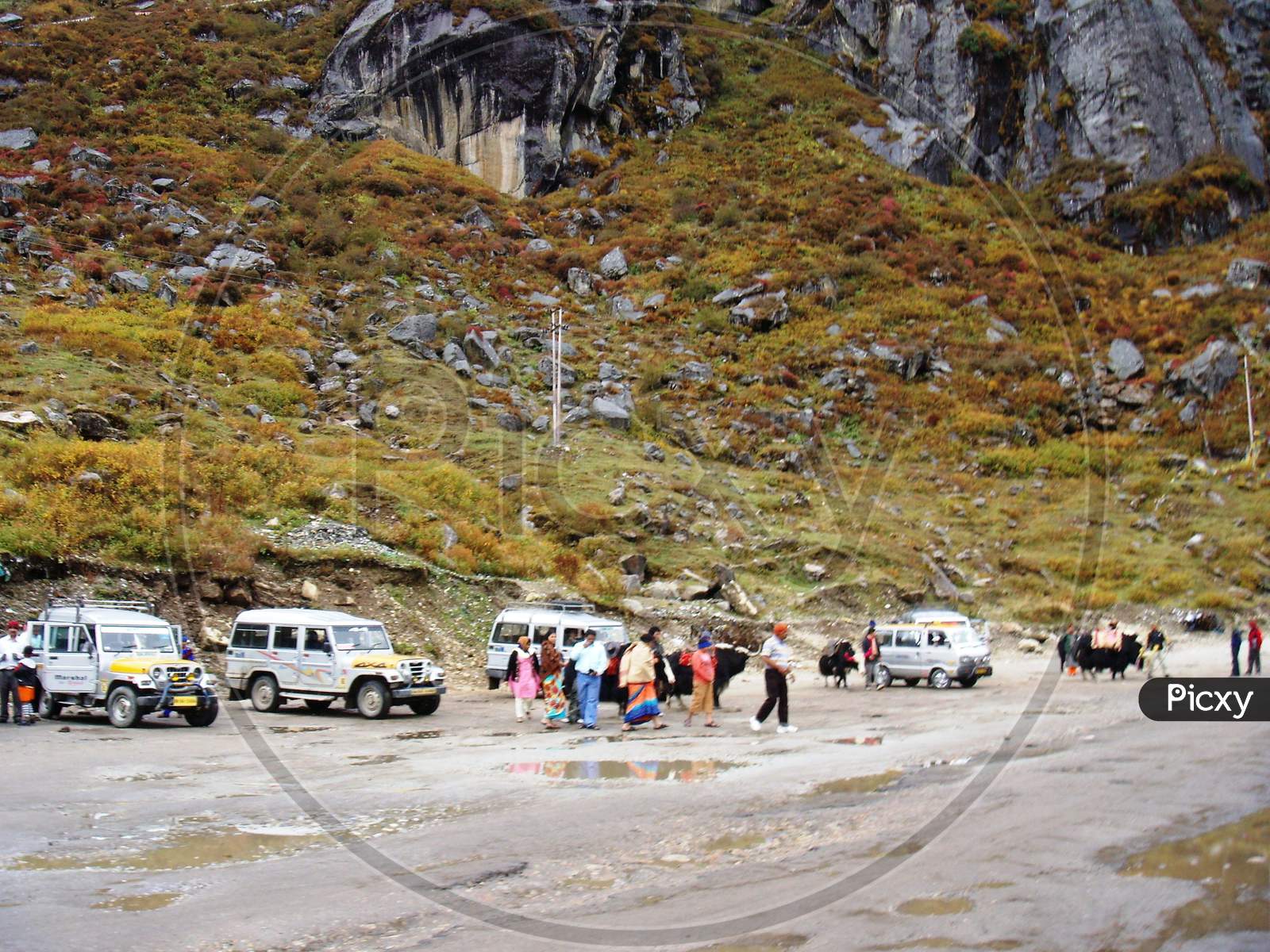 tourists at changu lake area sikkim