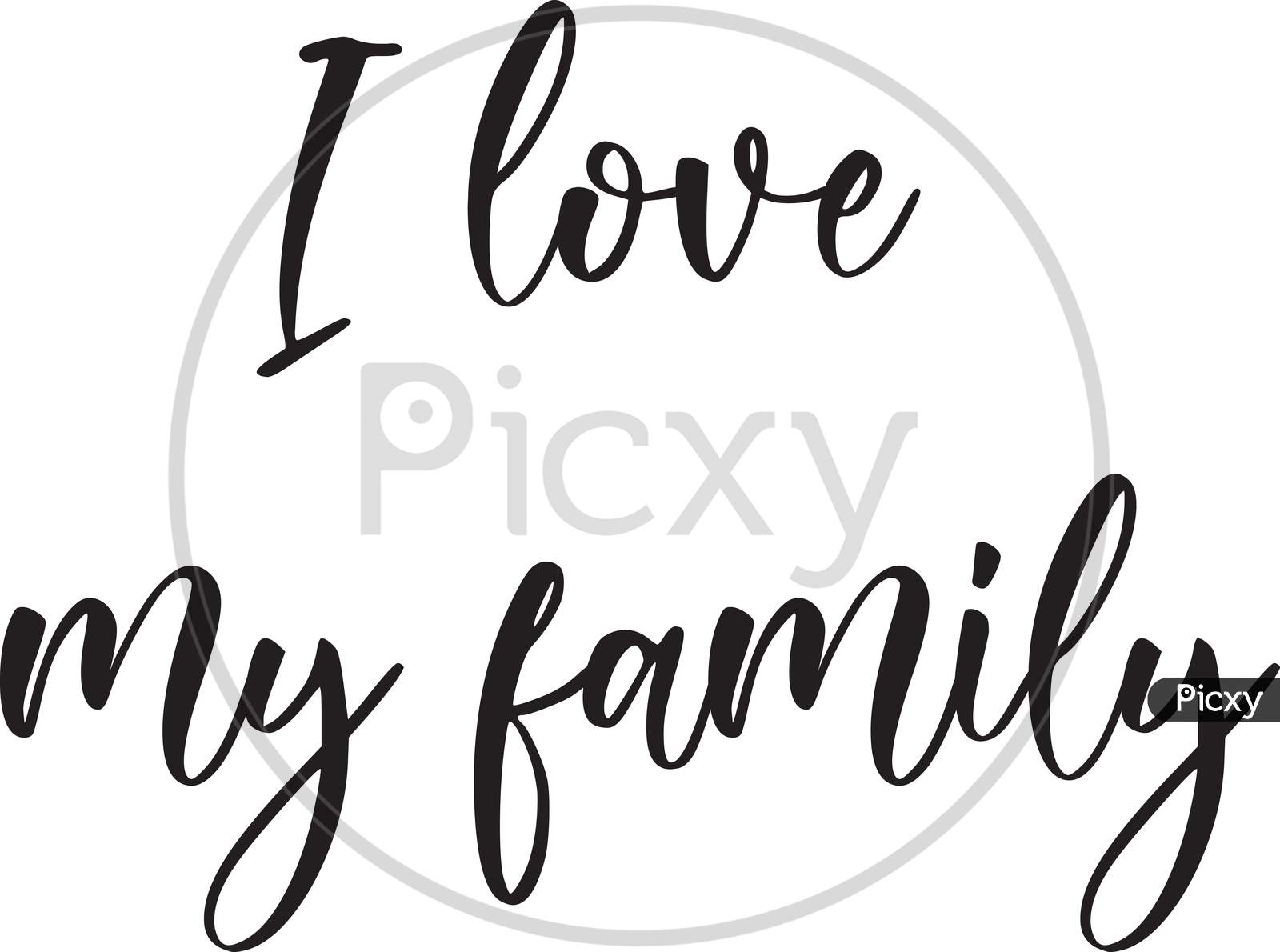 i love my family.clip art.clip art with text and heart
