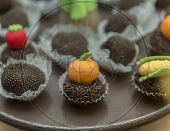 Close Up Of Handmade Candies For Kids Party - Farm Or Rural Theme