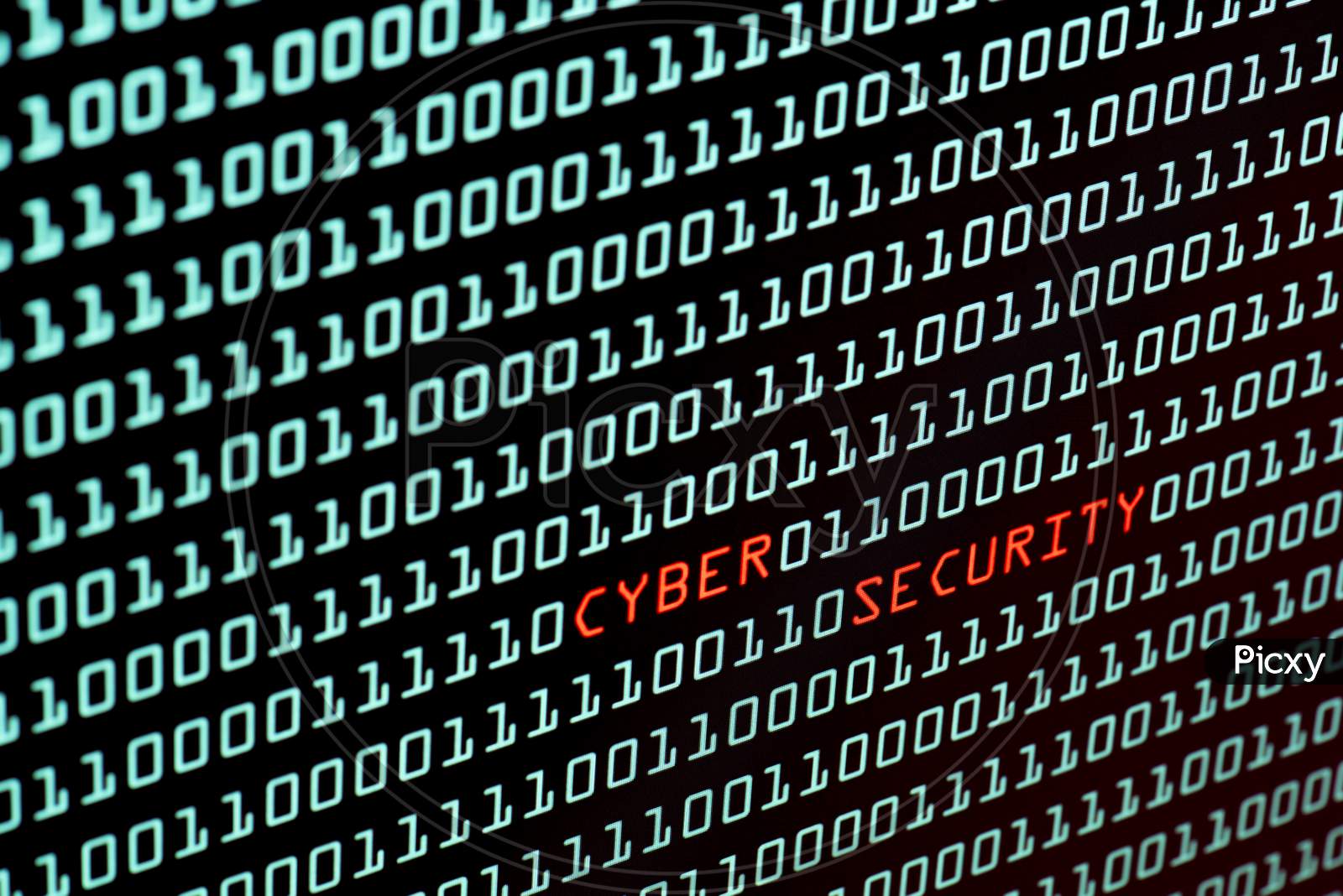Cyber Security Text And Binary Code Concept From The Desktop Screen, Selective Focus