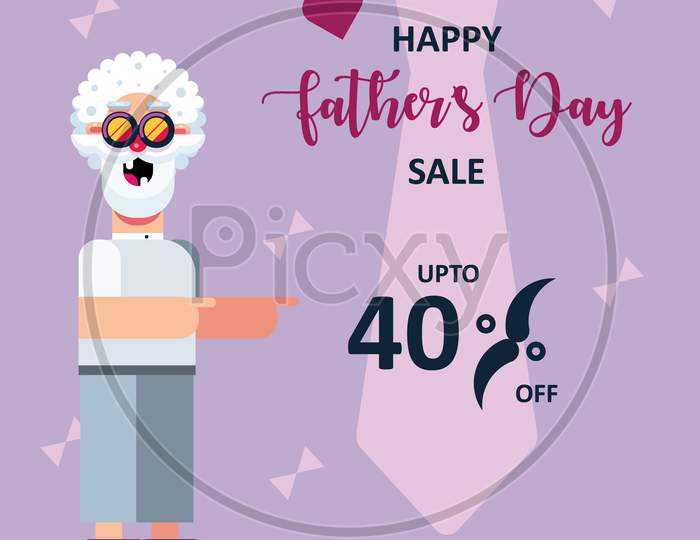 Happy Father'S Day Sale Discount Banner, Vector Illustration