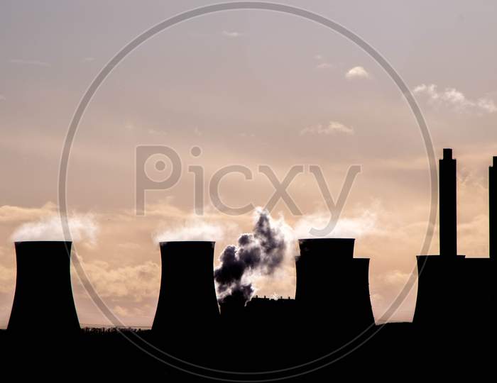 Power Station Sunset Silhouette