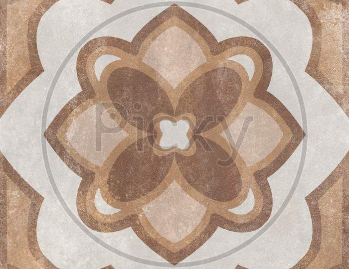 Geometric Pattern Flower Shape Mosaic Floor And Wall Marble Tile.