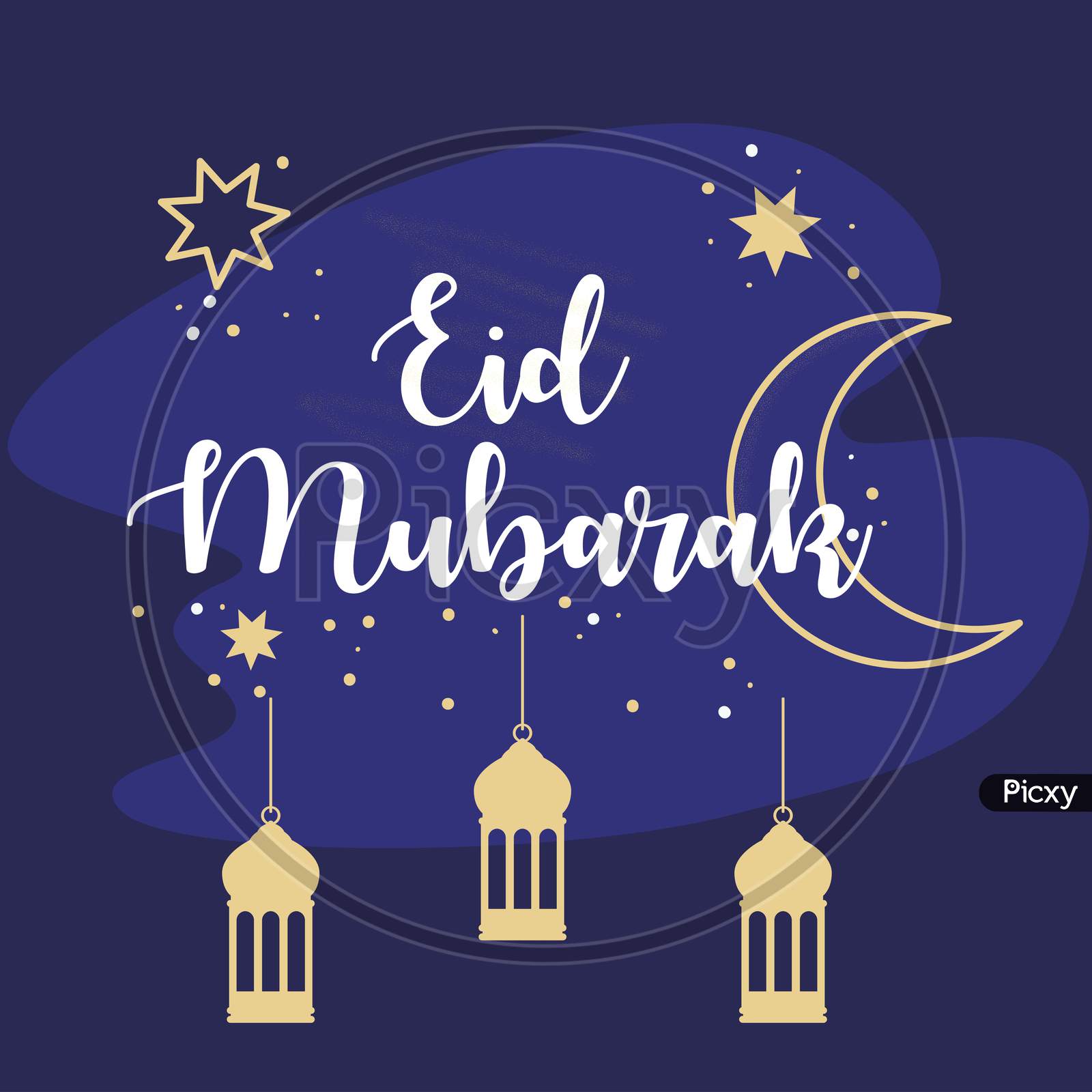 Eid Mubarak Poster, Banner Greeting Illustration Vector