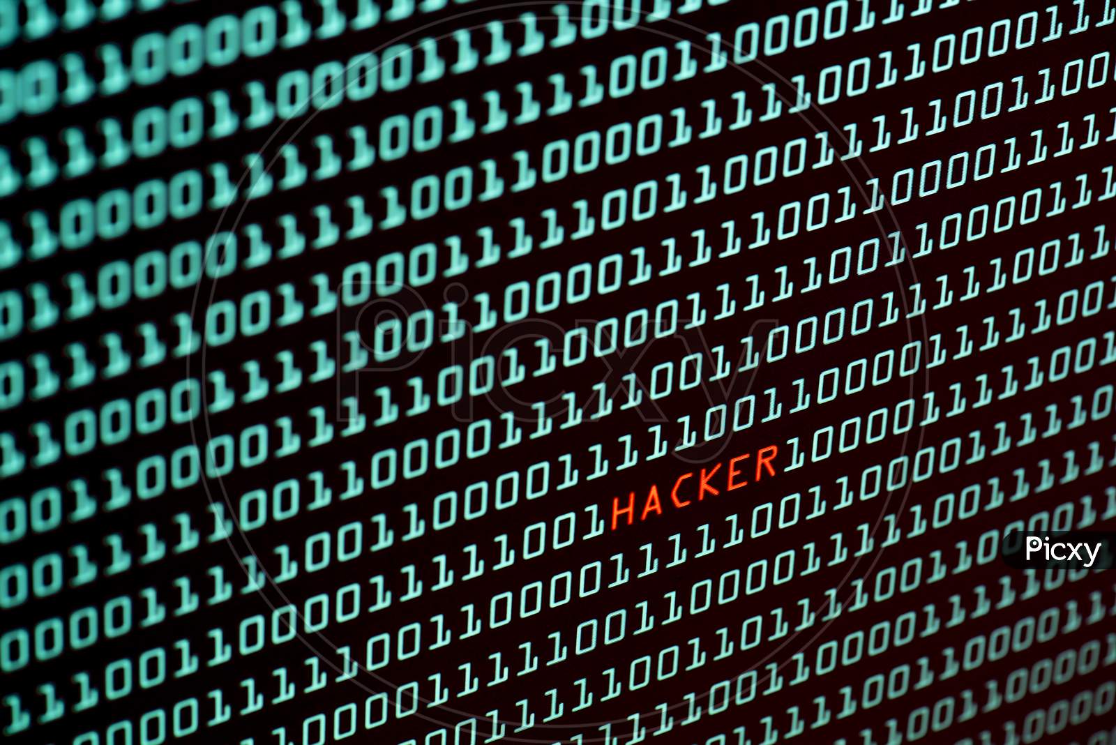 Hacker Text And Binary Code Concept From The Desktop Screen, Selective Focus