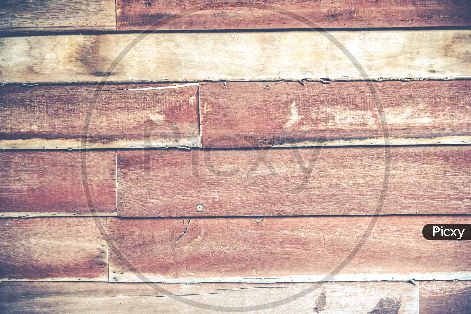 Closeup Of Old Red Brown Wooden Plank Texture Background. Wallpaper Backdrop. Abstract Wood Floor And Wall Structure. Top View Angle. Horizontal Pattern