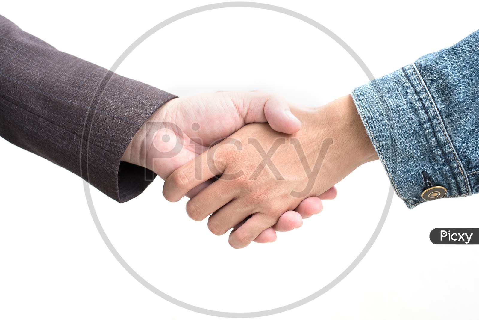 Hands Shake Of Businessmen  On Isolated White Background.  Business And Success Concept, Front View