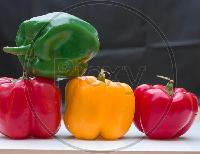 Colorful Bell Peppers arranged in a engaging view.