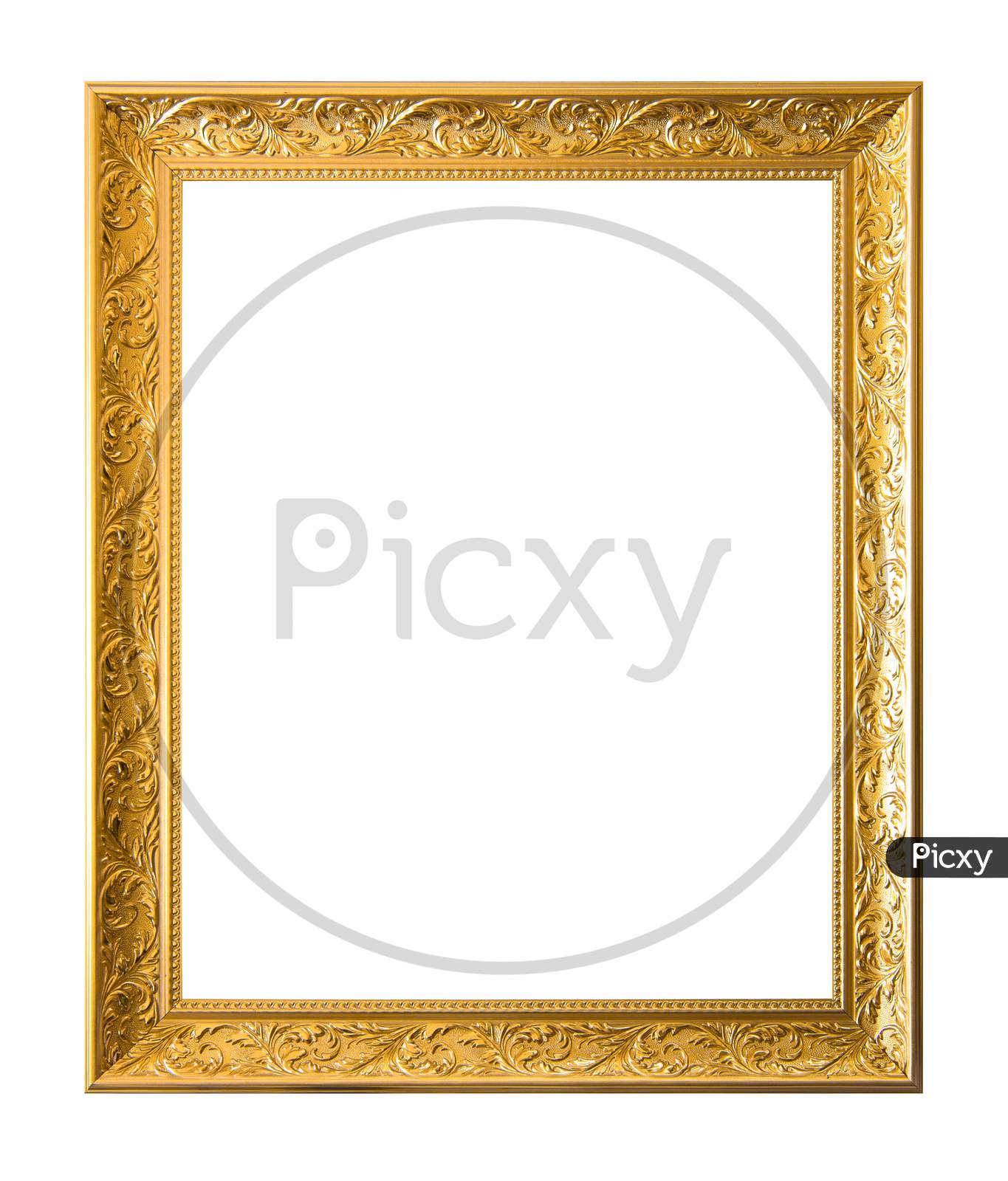 Gold Ancient Vintage Frame Isolated On White Background