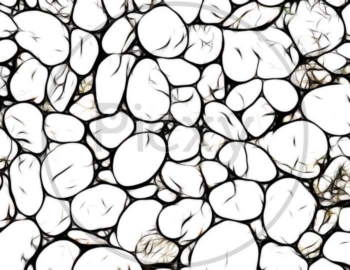 White Pebble Stone Background. Texture And Material Theme.