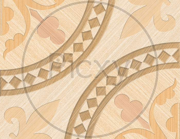 Decorative Geometric Pattern Mosaic Floor And Wall Wooden Tile.