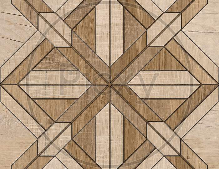 Geometric X Shape Pattern Wooden Decor Floor Tile.