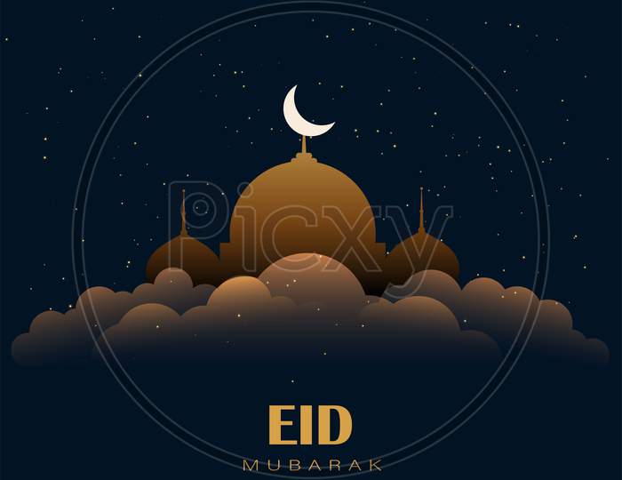 Eid Mubarak greeting poster, banner, card, illustration vector