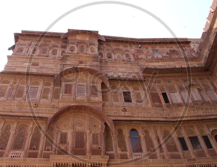 view of a portion of the famous Mehrangarh Fort in Jodhpur