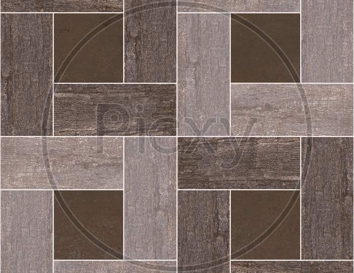 Geometric Pattern Decor Mosaic Wooden Floor And Wall Tile.