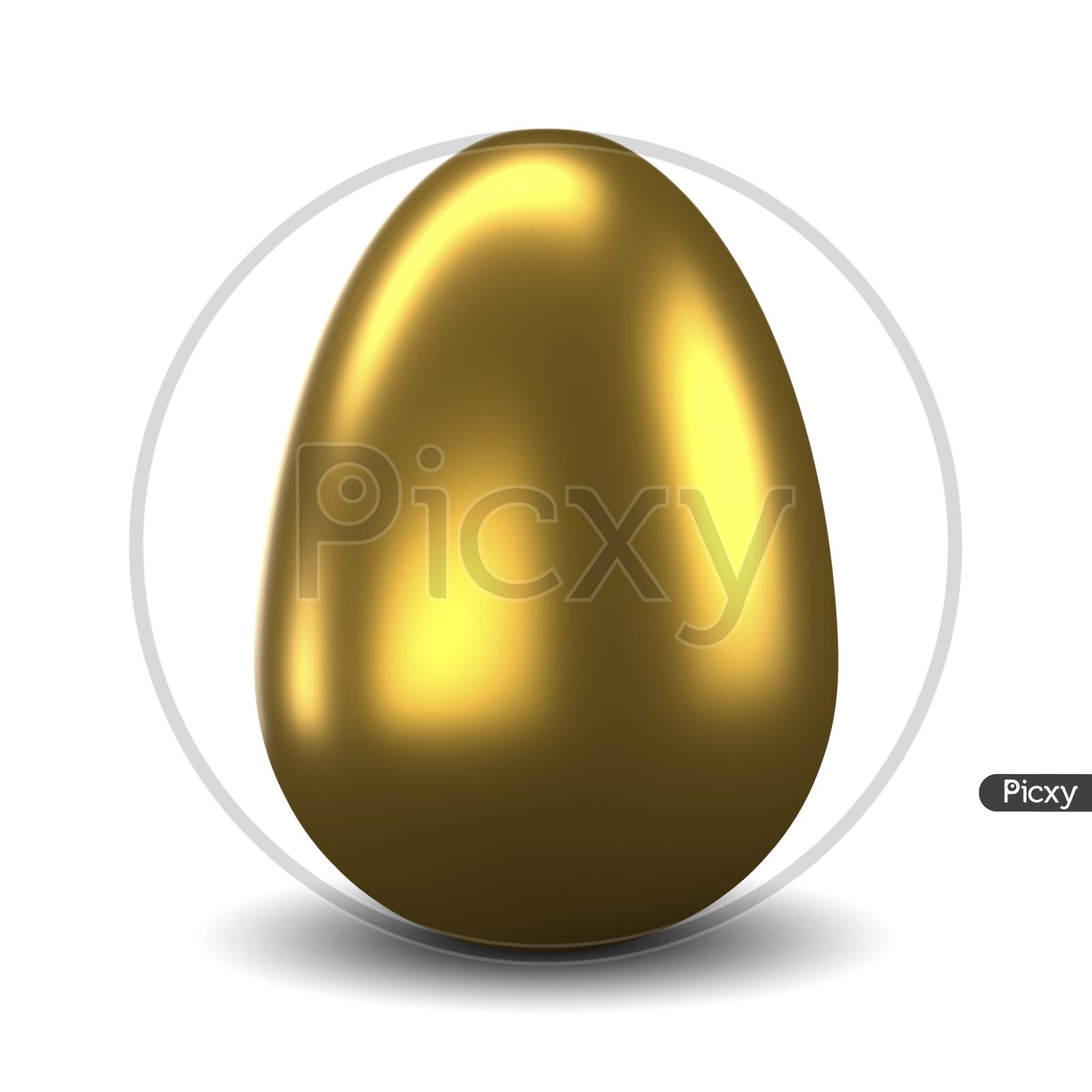 Gold Easter Egg On Isolated White Background. Holiday And Festival Concept. 3D Illustration. Clipping Path Use
