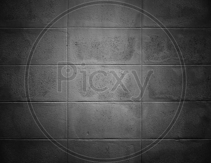 Dark Room Made From Concrete Brick Background. Architecture And Structure Concept. Material Theme.