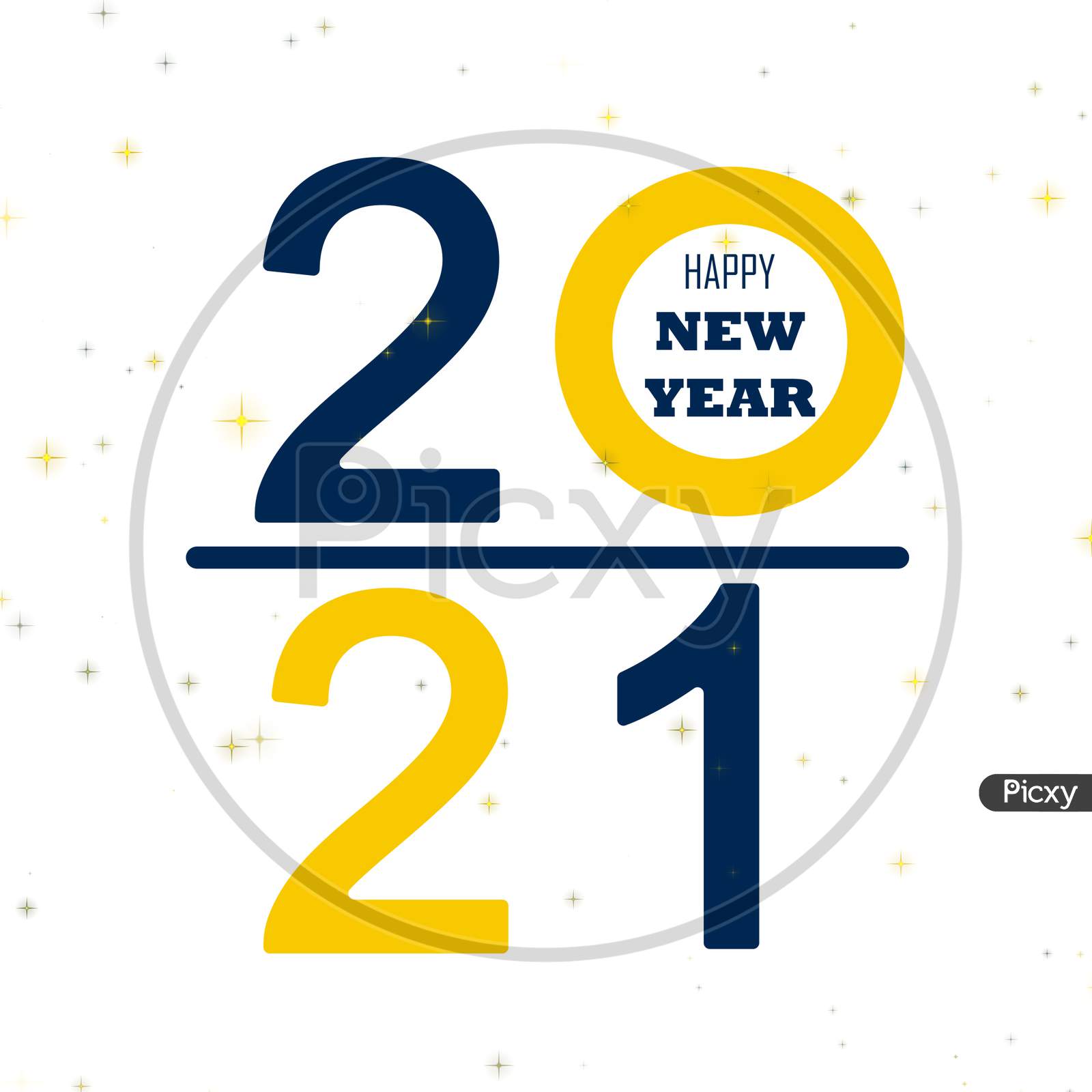 Happy New Year 2021 Alphabet Text On Isolated White Background. Typography Font Graphic Desgin. Graphic Design Illustration