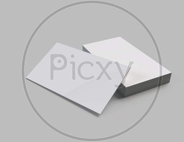 3D Business Card Mock-Up Us 3.5 X 2 Inch Size. 3D Rendering And Illustration Graphic