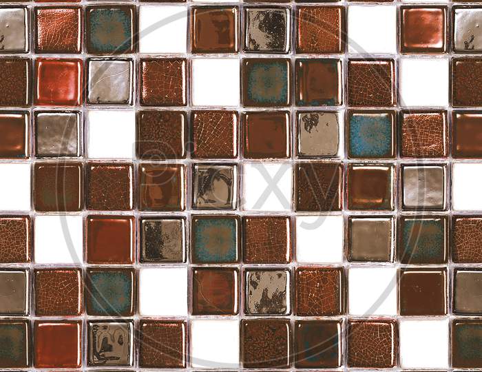 Colored Mosaic Glass Ceramic Tiles On The Wall.