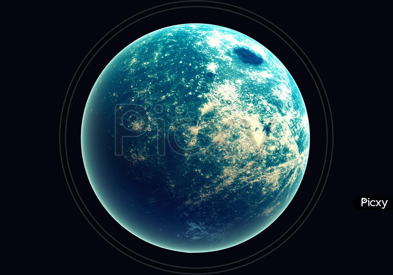 Blue Earth In Space And Galaxy. Globe With Outer Glow Ozone And White Cloud. Space Planet And Atmosphere Concept. Alien And Living Nature Theme. Elements Of This Image Furnished By Nasa