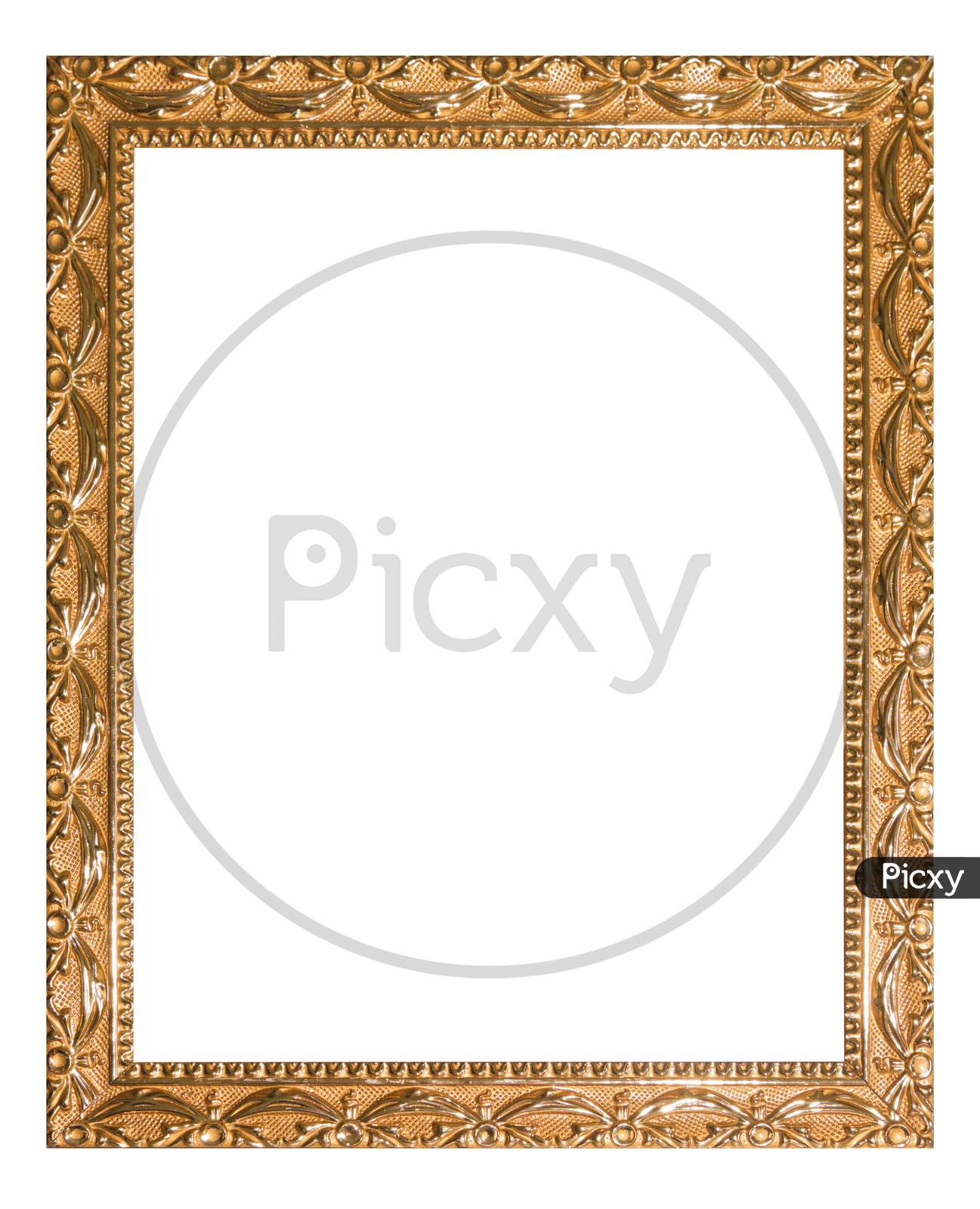 Gold Ancient Vintage Frame Isolated On White Background