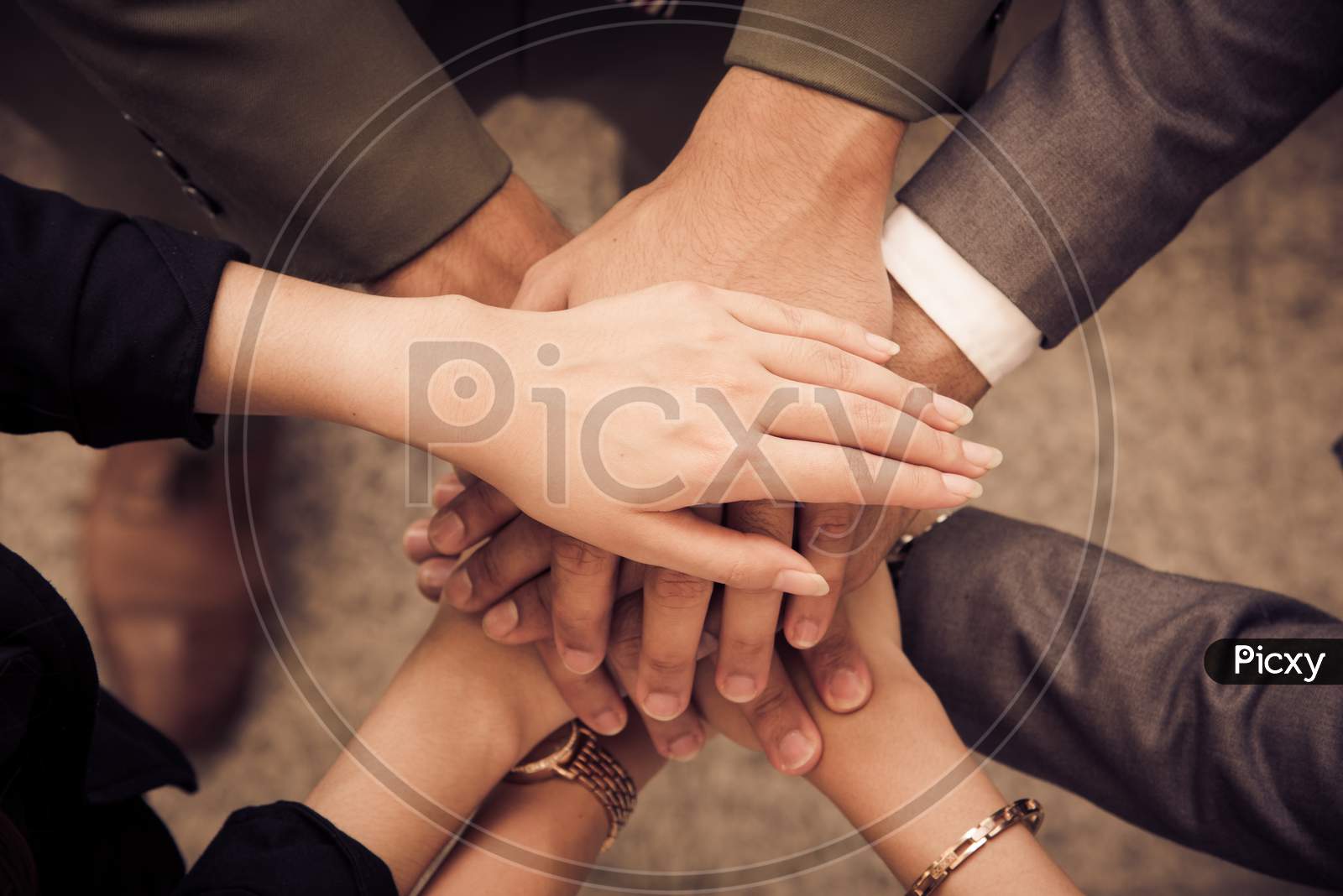 Business People Hands Assemble Corporate In Meeting And Teamwork Concept. Group Of Teamwork And Cooperation Theme. Together Teamwork